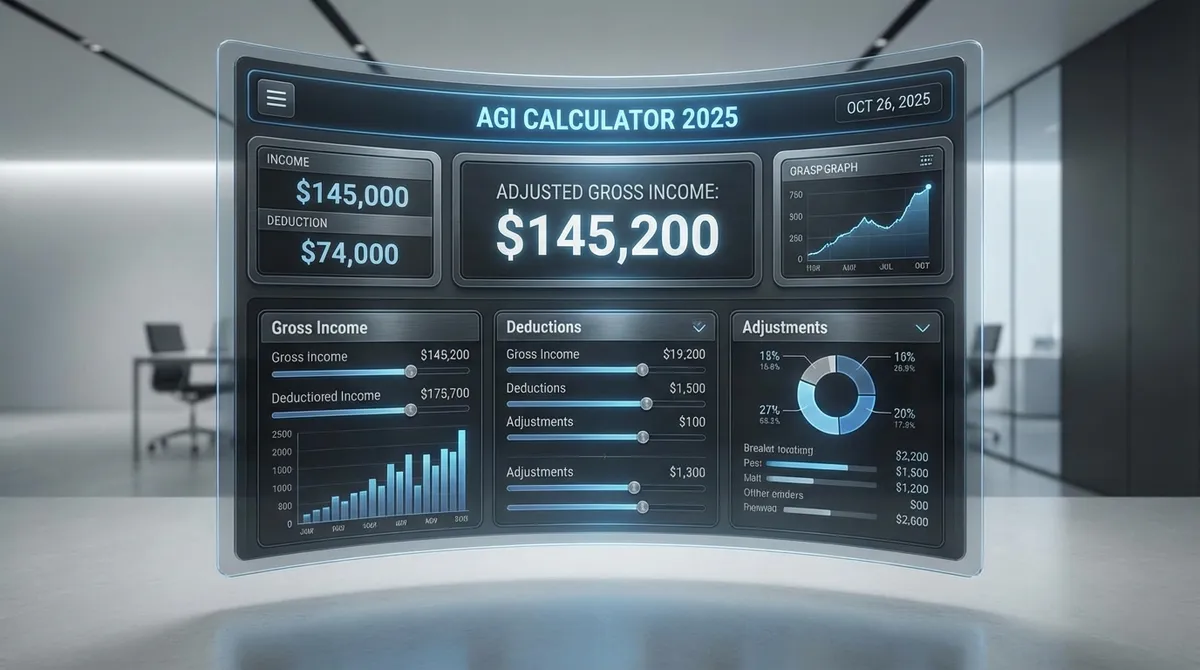 Interactive AGI calculator showing income inputs and above-the-line deductions for precise tax planning.