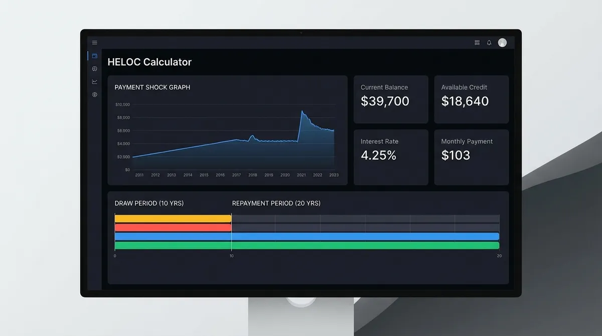 HELOC Calculator Interface visualizing payment shock