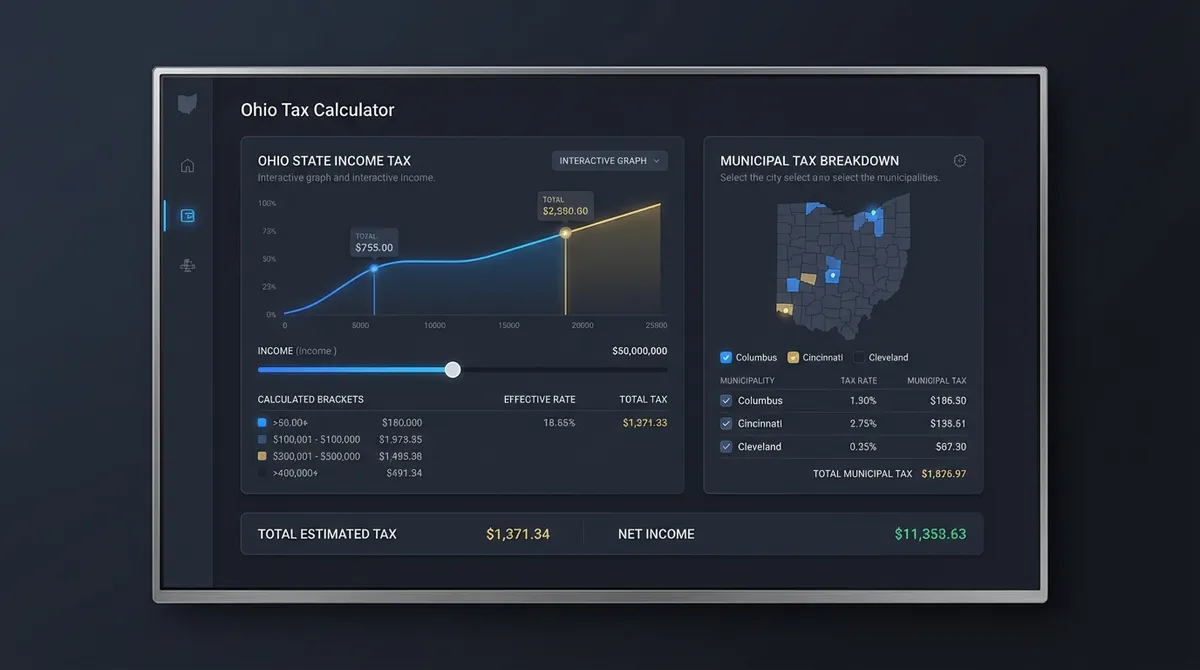Ohio State Tax Calculator 2025 - Complete Guide to OH Income Tax Brackets and Local Taxes